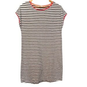Boden Navy White Stripe Crewneck Mini Dress Short Sleeve Sz 6 Preppy Office
